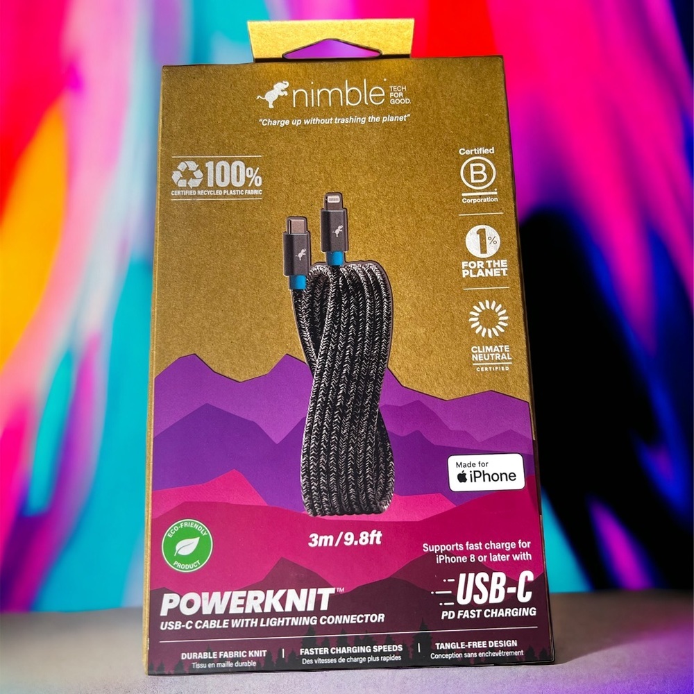 NIB nimble PowerKnit USB-C to Lightning Cable 3m / 9.8ft